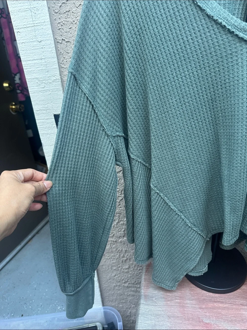 Free People Gem Coraline Oversized V-Neck Sweater - green color